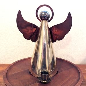 Vintage Brass and Copper Angel Taper Candle Holder Holiday/Christmas
